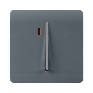 Trendi, Artistic Modern 20 Amp Neon Insert Double Pole Switch Warm Grey Finish, BRITISH MADE, (25mm Back Box Required), 5yrs Warranty