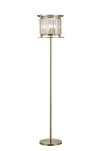 Munito Floor Lamp, 3 x E14, Antique Brass / Clear