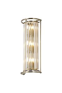 Munito 57cm Tall Wall Lamp, 3 x E14, Antique Brass / Clear