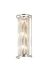 Munito 57cm Tall Wall Lamp, 3 x E14, Polished Nickel / Clear