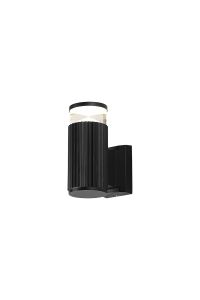 Gullo Ribbed Line Wall Lamp With X Pattern Acrylic Shade, 1 x GU10, IP54, Black/Clear/Frosted, 2yrs Warranty
