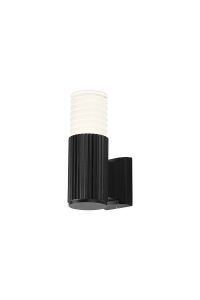 Gullo Ribbed Line Wall Lamp With Horizontal Line Acrylic Shade, 1 x GU10, IP54, Black/Clear/Frosted, 2yrs Warranty