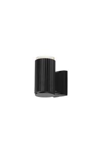 Gullo Ribbed Line Wall Lamp With Shallow Acrylic Shade, 1 x GU10, IP54, Black/Clear/Frosted, 2yrs Warranty