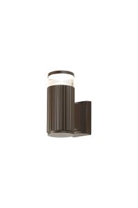 Gullo Ribbed Line Wall Lamp With X Pattern Acrylic Shade, 1 x GU10, IP54, Dark Brown/Clear/Frosted, 2yrs Warranty