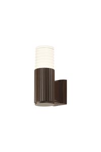 Gullo Ribbed Line Wall Lamp With Horizontal Line Acrylic Shade, 1 x GU10, IP54, Dark Brown/Clear/Frosted, 2yrs Warranty