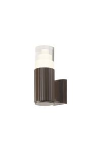 Gullo Ribbed Line Wall Lamp With Tier Pattern Acrylic Shade, 1 x GU10, IP54, Dark Brown/Clear, 2yrs Warranty
