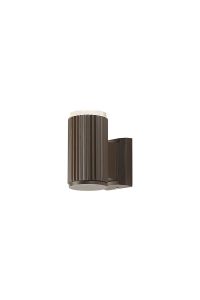Gullo Ribbed Line Wall Lamp With Shallow Acrylic Shade, 1 x GU10, IP54, Dark Brown/Clear/Frosted, 2yrs Warranty