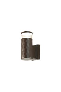 Gullo Diamond Pattern Wall Lamp With X Pattern Acrylic Shade, 1 x GU10, IP54, Dark Brown/Clear/Frosted, 2yrs Warranty