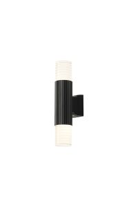 Gullo Ribbed Line Wall Lamp With Horizontal Line Acrylic Shade, 2 x GU10, IP54, Black/Clear/Frosted, 2yrs Warranty
