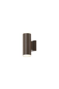 Gullo Ribbed Line Wall Lamp With Shallow Acrylic Shade, 2 x GU10, IP54, Dark Brown/Clear/Frosted, 2yrs Warranty