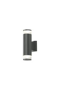 Gullo Ribbed Line Wall Lamp With X Pattern Acrylic Shade, 2 x GU10, IP54, Grey/Clear/Frosted, 2yrs Warranty