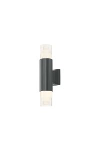 Gullo Ribbed Line Wall Lamp With Tier Pattern Acrylic Shade, 2 x GU10, IP54, Grey/Clear, 2yrs Warranty