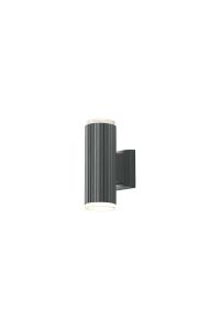 Gullo Ribbed Line Wall Lamp With Shallow Acrylic Shade, 2 x GU10, IP54, Grey/Clear/Frosted, 2yrs Warranty