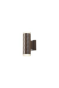 Gullo Diamond Pattern Wall Lamp With Shallow Acrylic Shade, 2 x GU10, IP54, Dark Brown/Clear/Frosted, 2yrs Warranty