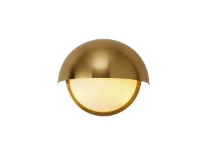 Gancia Wall Light, 2 x E14, IP54 (Indoor Use Only), Brass/Opal Glass