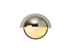 Gancia Wall Light, 2 x E14, IP54 (Indoor Use Only), Polished Nickel/Opal Glass