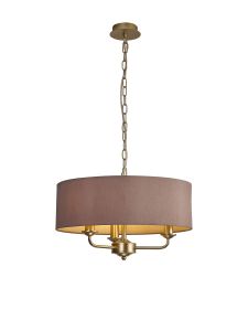 Banyan 3 Light Multi Arm Pendant With 45cm x 15cm Dual Faux Silk Fabric Shade Champagne Gold/Taupe