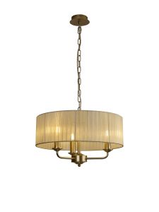 Banyan 3 Light Multi Arm Pendant With 45cm x 15cm Organza Shade Champagne Gold/Cream