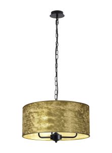 Banyan 3 Light Multi Arm Pendant With 50cm x 20cm Gold Leaf Shade Matt Black/Gold Leaf