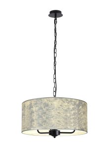 Banyan 3 Light Multi Arm Pendant With 50cm x 20cm Silver Leaf Shade Matt Black/Silver Leaf