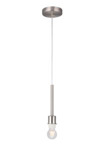 Baymont 12cm Satin Nickel 1 Light E27 Universal 1m Single Pendant, Suitable For A Vast Selection Of Shades