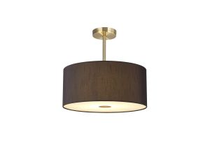 Baymont Antique Brass 3 Light E27 Semi Flush With 40cm x 18cm Faux Silk Shade, Black/White Laminate & Frosted/AB Acrylic Diffuser