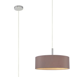 Baymont Polished Chrome  5 Light E27 Single Pendant, With 45cm x 15cm Dual Faux Silk Shade, Taupe/Halo Gold