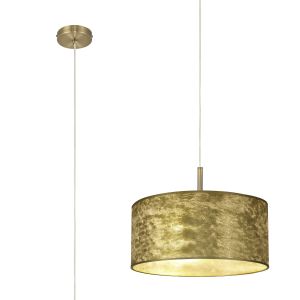 Baymont Antique Brass 1 Light E27  Single Pendant With 40cm x 18cm Gold Leaf Shade