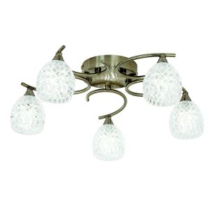 ENDON-BOYER-5AB BOYER 5 LIGHYT SEMI FLUSH ANTIQUE BRASS PLATE/CLEAR FINISH