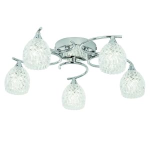 ENDON-BOYER-5CH BOYER 5 LIGHT SEMI FLUSH POLISHED CHROME PLATE/CLEAR GLASS FINISH