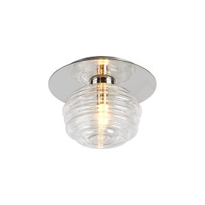 Corte 21cm Round 1 Light Flush With 160mm Glass, Polished Nickel/Clear