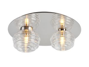 Corte 45cm Round 2 Light Flush With 160mm & 180mm Glass, Polished Nickel/Clear