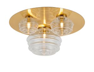 Corte 60cm Round 3 Light Flush With 160mm, 180mm & 280mm Glass, Brass/Clear