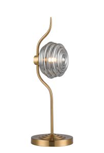 Corte 1 Light Table Lamp With 160mm Glass, Brass/Smoke