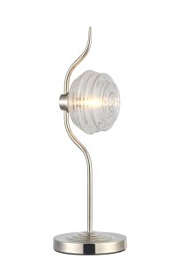 Corte 1 Light Table Lamp With 160mm Glass, Polished Nickel/Clear