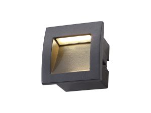 Pica Recessed Square Wall Lamp, 1 x 3W LED, 3000K, 100lm, IP65, Dark Grey, 3yrs Warranty