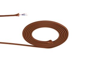 Cavo 1m Dark Brown Braided 2 Core 0.75mm Cable VDE Approved (qty ordered will be supplied as one continuous length)