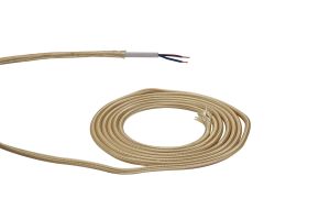 Cavo 1m Gold Braided 2 Core 0.75mm Cable VDE Approved (qty ordered will be supplied as one continuous length)