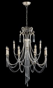 Celine 80cm Pendant Chandelier 12 Light E14 Aged Silver/Clear Crystal