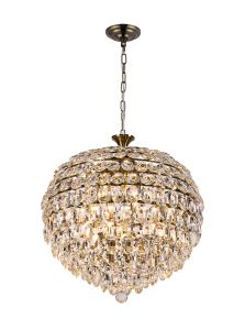 Coniston 54cm Pendant, 9 Light E14, Antique Brass/Crystal Item Weight: 20kg