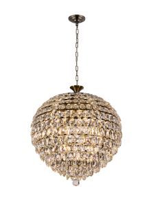 Coniston 66cm Pendant, 12 Light E14, Antique Brass/Crystal Item Weight: 29.2kg