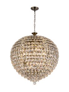 Coniston 80cm Pendant, 16 Light E14, Antique Brass/Crystal Item Weight: 46kg