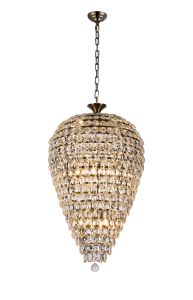 Coniston 60cm Acorn Pendant, 16 Light E14, Antique Brass/Crystal, Item Weight: 40.60kg