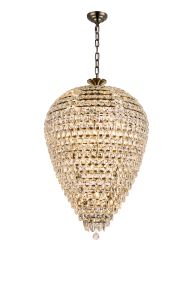 Coniston 80cm Acorn Pendant, 25 Light E14, Antique Brass/Crystal, Item Weight: 64.60kg