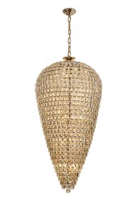 Coniston 80cm Tall Acorn Pendant, 30 Light E14, French Gold/Crystal, Item Weight: 84.10kg