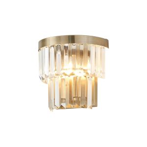 Cosette Wall Lamp, 2 Light E14, Antique Brass/Clear Crystal