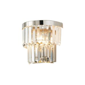 Cosette Wall Lamp, 2 Light E14, Polished Nickel/Clear Crystal