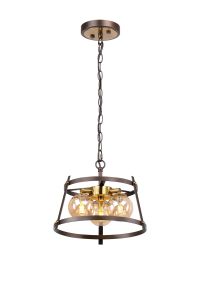 Dora 33.5cm Pendant/Semi Flush, 3 Light G9, Brown Oxide/Bronze/Cognac Glass