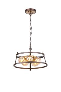 Dora 42cm Pendant/Semi Flush, 5 Light G9, Brown Oxide/Bronze/Cognac Glass