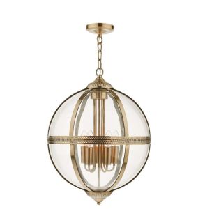 Vanessa 5 Light E14 Antique Brass Adjustable Lantern Pendant With Glass